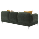  Coaster Furniture Jade 509131 Chenille Upholstered Modern Track Arm Sofa - Green IMAGE 6