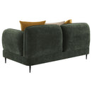  Coaster Furniture Jade 509132 Chenille Upholstered Modern Track Arm Loveseat - Green IMAGE 5