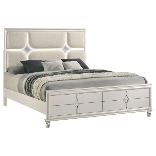 Coaster Furniture Olivia 224951KW California King Panel Bed LED Headboard - Pearl White IMAGE 1