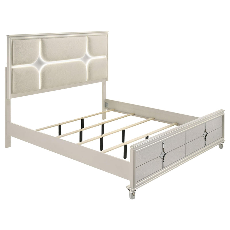  Coaster Furniture Olivia 224951KW California King Panel Bed LED Headboard - Pearl White IMAGE 3