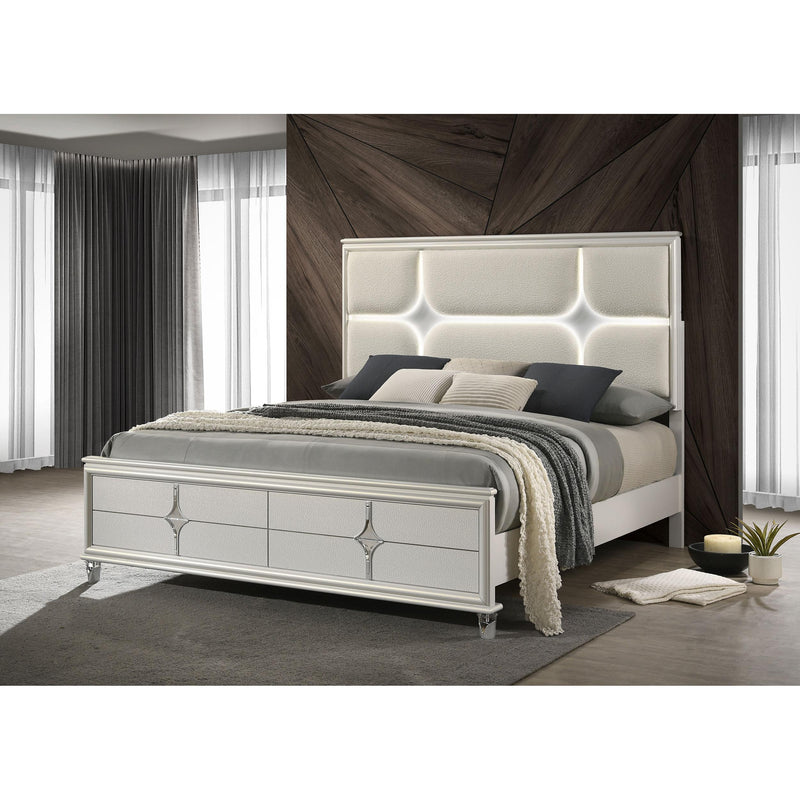  Coaster Furniture Olivia 224951KW California King Panel Bed LED Headboard - Pearl White IMAGE 6