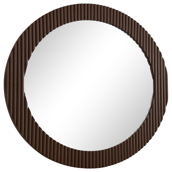  Coaster Furniture Dexter 961463 40 x 40 Inch Round Reeding Frame Wall Mirror - Brown IMAGE 1