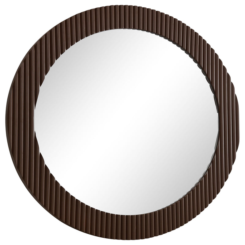  Coaster Furniture Dexter 961463 40 x 40 Inch Round Reeding Frame Wall Mirror - Brown IMAGE 1