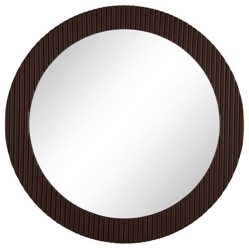  Coaster Furniture Dexter 961463 40 x 40 Inch Round Reeding Frame Wall Mirror - Brown IMAGE 2