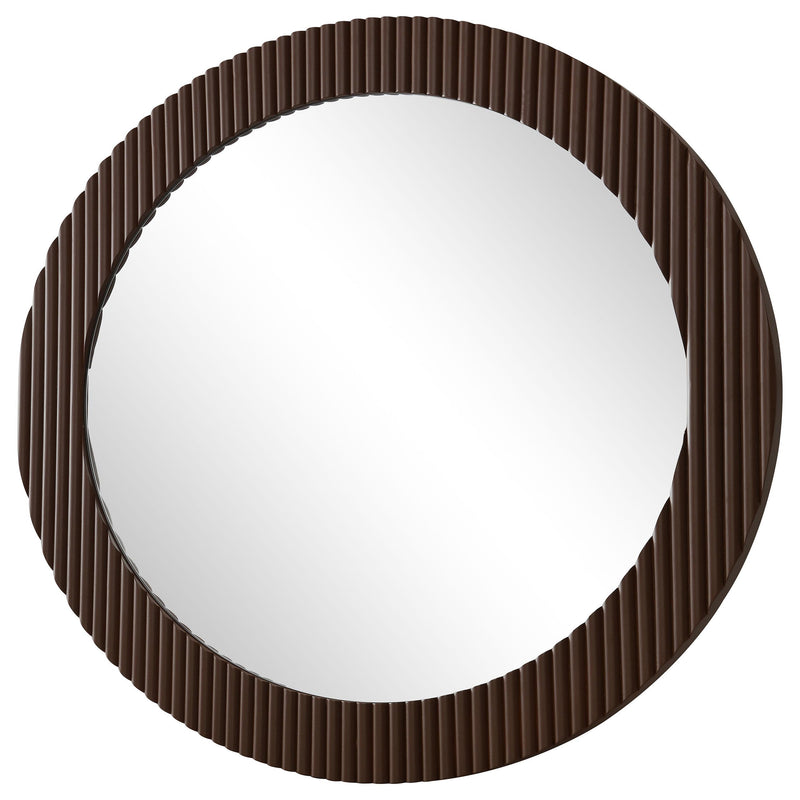  Coaster Furniture Dexter 961463 40 x 40 Inch Round Reeding Frame Wall Mirror - Brown IMAGE 3