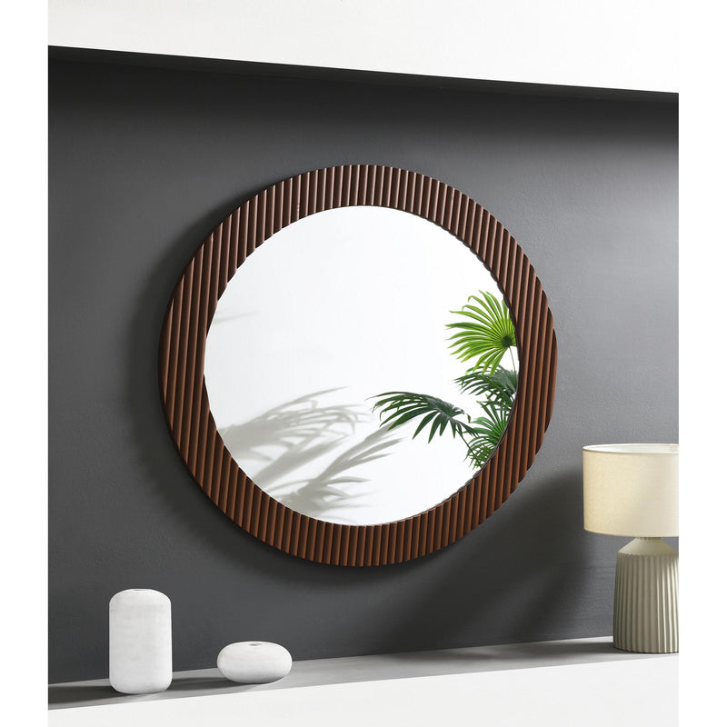  Coaster Furniture Dexter 961463 40 x 40 Inch Round Reeding Frame Wall Mirror - Brown IMAGE 5