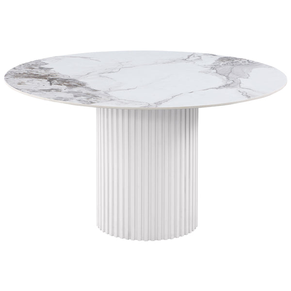  Coaster Furniture Acadia 105580 Round 53-inch Sintered Stone Top Dining Table - White IMAGE 1
