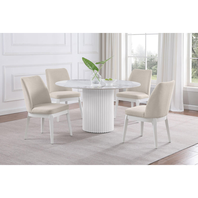  Coaster Furniture Acadia 105580 Round 53-inch Sintered Stone Top Dining Table - White IMAGE 6