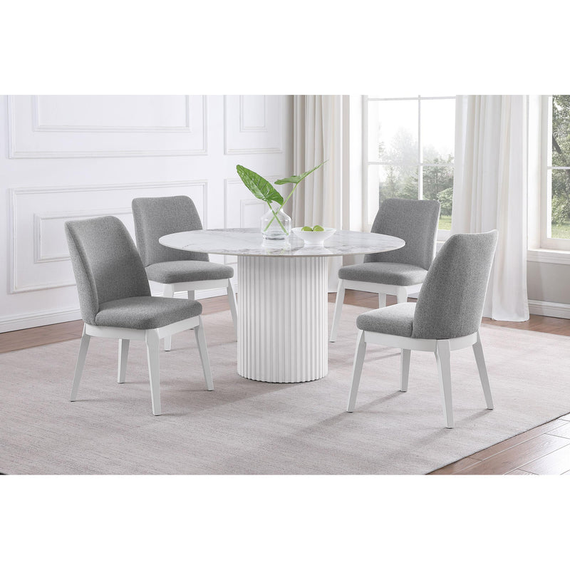  Coaster Furniture Acadia 105580 Round 53-inch Sintered Stone Top Dining Table - White IMAGE 7