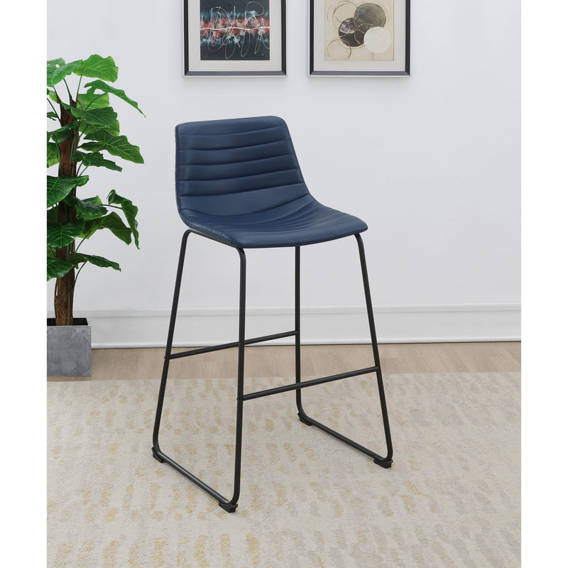  Coaster Furniture Zuni 107209 Faux Leather Upholstered Bar Chair - Blue IMAGE 2