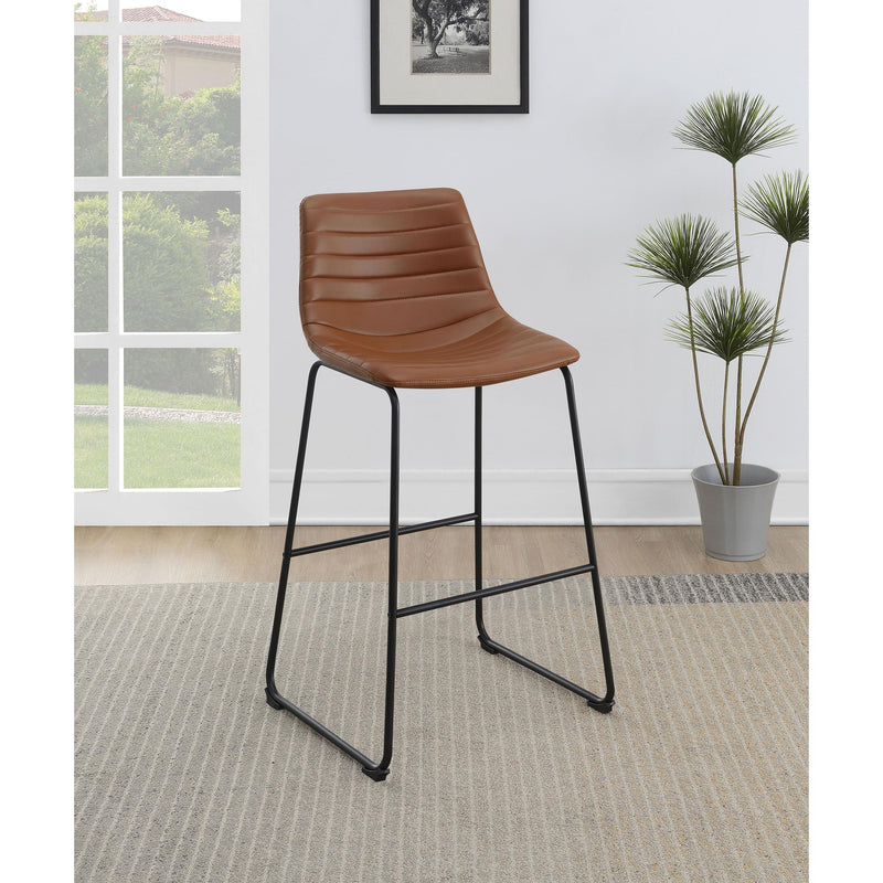  Coaster Furniture Zuni 107219 Faux Leather Upholstered Bar Chair - Saddle IMAGE 2