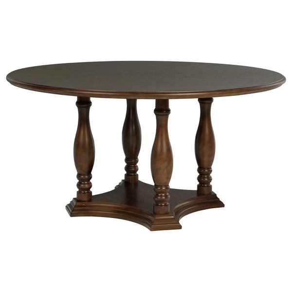  Coaster Furniture Landon 109400 60-inch Round Wood Pedestal Dining Table - Rich Brown IMAGE 1