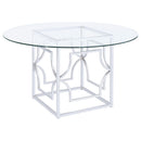  Coaster Furniture Starlight 192561BG Round 54-inch Glass Top Metal Dining Table - Chrome IMAGE 1