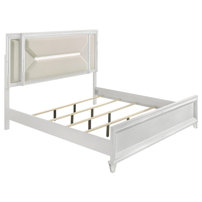  Coaster Furniture Marmore 224961Q 64-inch Queen Panel Bed LED Headboard - White IMAGE 3