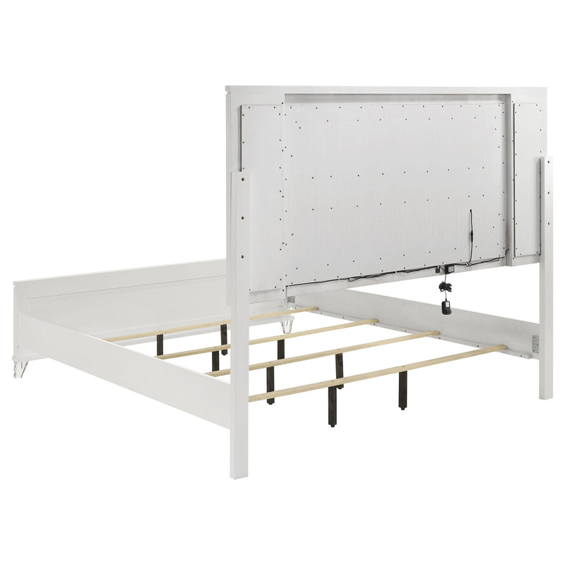  Coaster Furniture Marmore 224961Q 64-inch Queen Panel Bed LED Headboard - White IMAGE 4