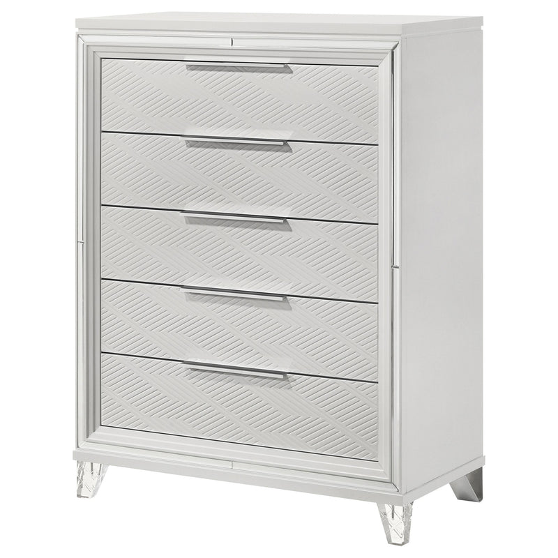  Coaster Furniture Marmore 224965 5-Drawer Bedroom Chest of Drawers - White IMAGE 4