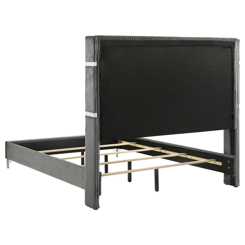  Coaster Furniture Lucia 224991KE 61-inch Upholstered Eastern King Wingback Bed - Grey IMAGE 4