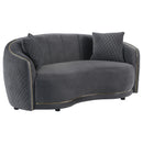  Coaster Furniture Brookside 504845 Velvet Upholstered Curved Loveseat - Dark Grey IMAGE 1