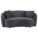  Coaster Furniture Brookside 504845 Velvet Upholstered Curved Loveseat - Dark Grey IMAGE 2