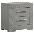  Coaster Furniture Ives 224972 2-Drawer Nightstand Bedside Table - Grey High Gloss IMAGE 1