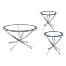  Coaster Furniture Brooke 702588-SET 3-piece Round Glass Top Coffee Table Set - Chrome IMAGE 1
