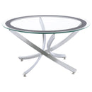  Coaster Furniture Brooke 702588-SET 3-piece Round Glass Top Coffee Table Set - Chrome IMAGE 3