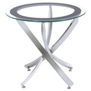  Coaster Furniture Brooke 702588-SET 3-piece Round Glass Top Coffee Table Set - Chrome IMAGE 4