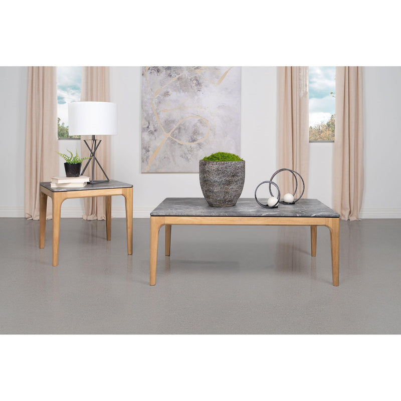  Coaster Furniture Polaris 707857 Square SmartTop Side End Table - Grey and Light Oak IMAGE 4
