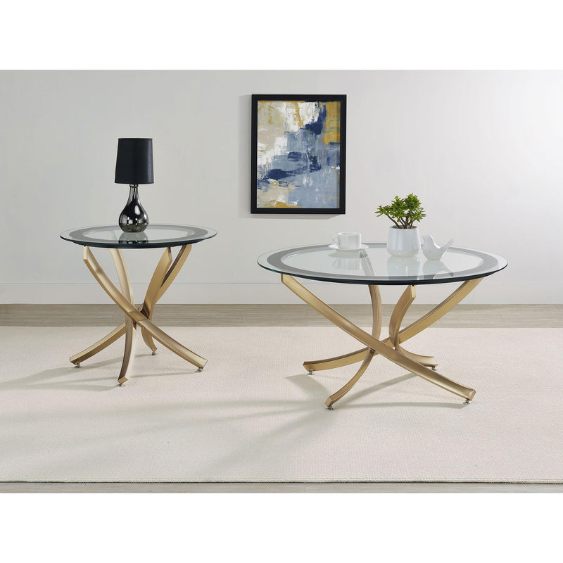  Coaster Furniture Brooke 707888-S2 2-piece Round Glass Top Coffee Table Set - Brass IMAGE 2