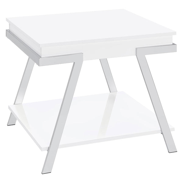  Coaster Furniture Marcia 708157 Rectangular Side End Table - White High Gloss IMAGE 1