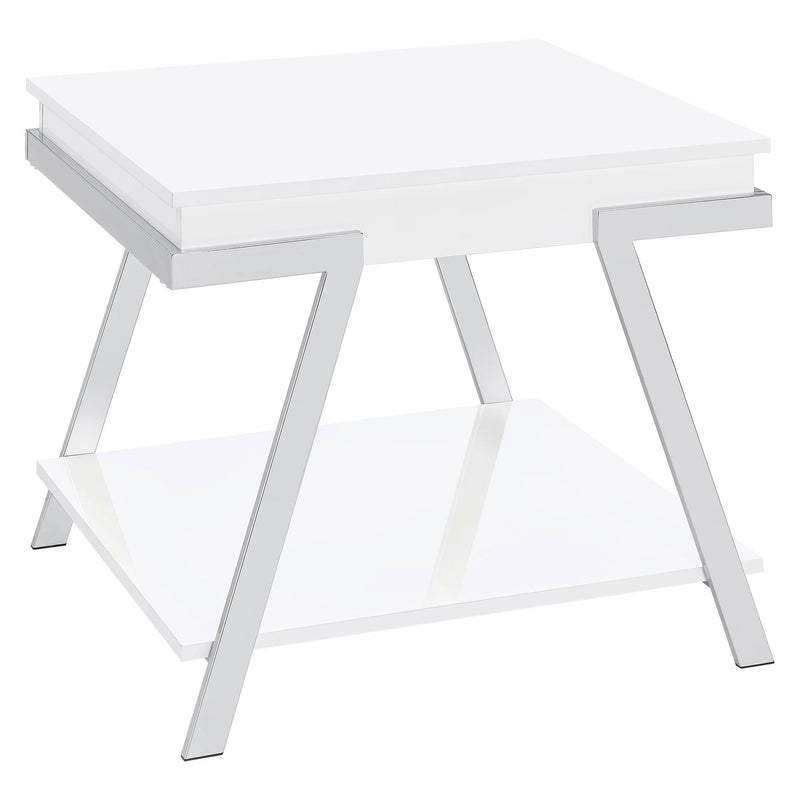  Coaster Furniture Marcia 708157 Rectangular Side End Table - White High Gloss IMAGE 1