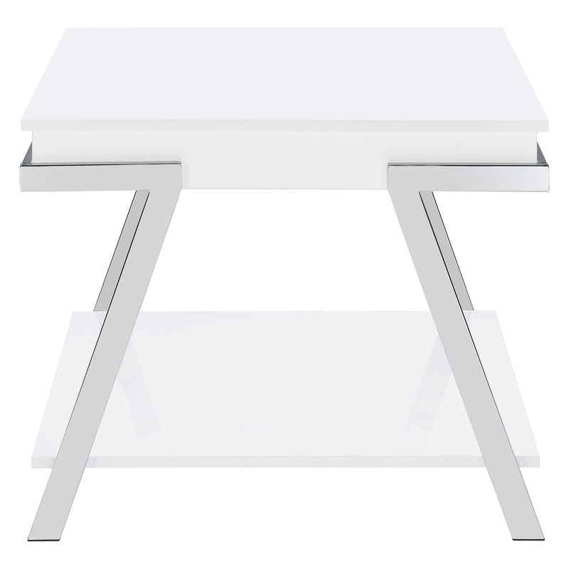  Coaster Furniture Marcia 708157 Rectangular Side End Table - White High Gloss IMAGE 3