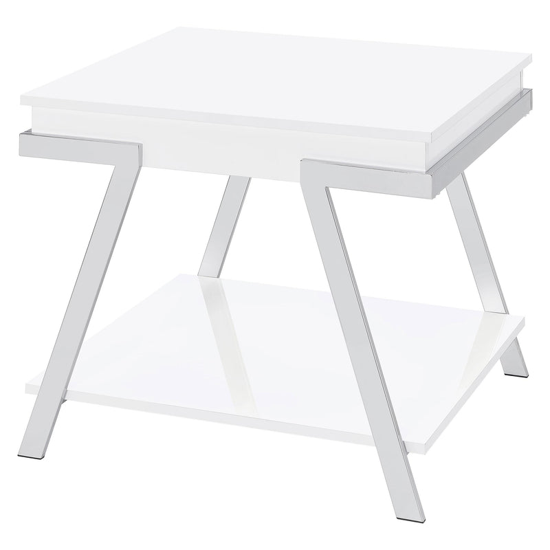  Coaster Furniture Marcia 708157 Rectangular Side End Table - White High Gloss IMAGE 4