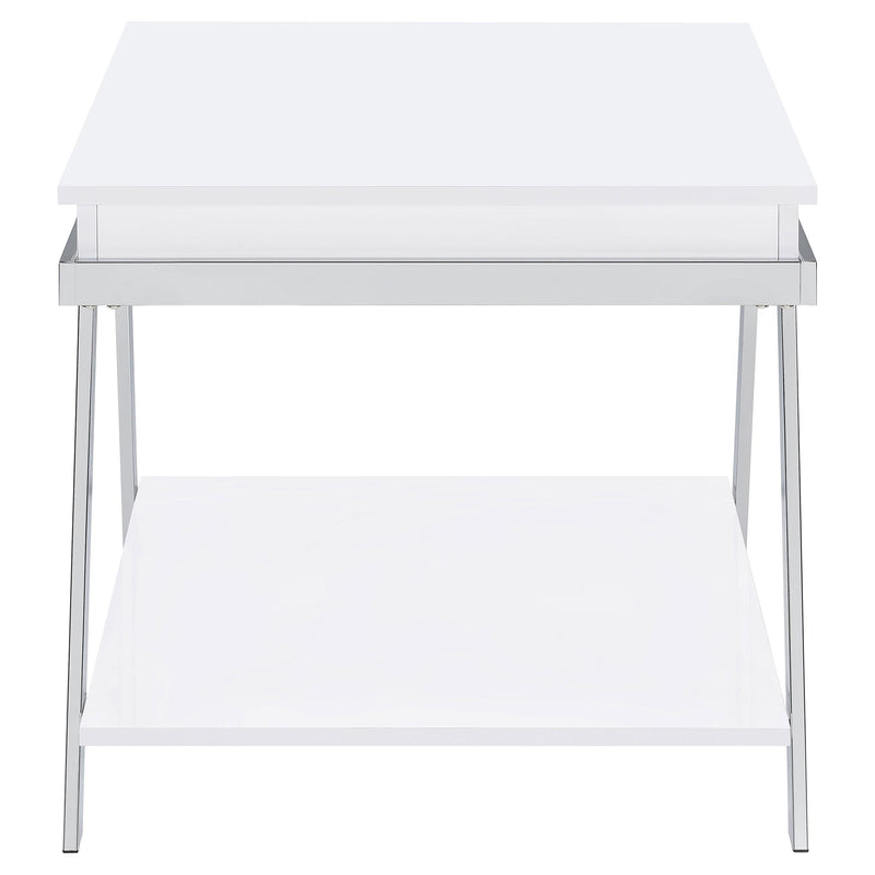  Coaster Furniture Marcia 708157 Rectangular Side End Table - White High Gloss IMAGE 7