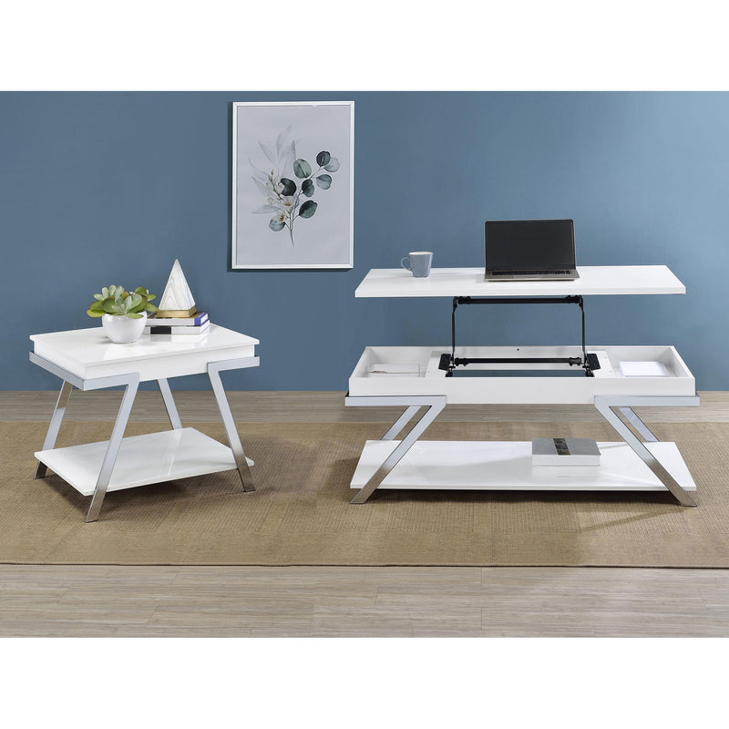  Coaster Furniture Marcia 708157 Rectangular Side End Table - White High Gloss IMAGE 8