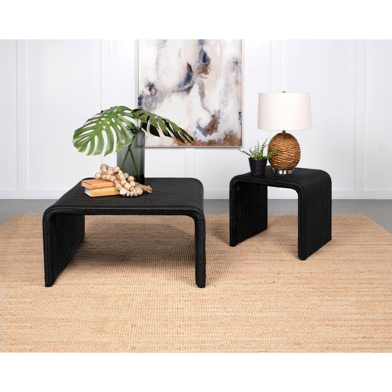  Coaster Furniture Cahya 708518 Woven Rattan Square Coffee Table - Black IMAGE 6