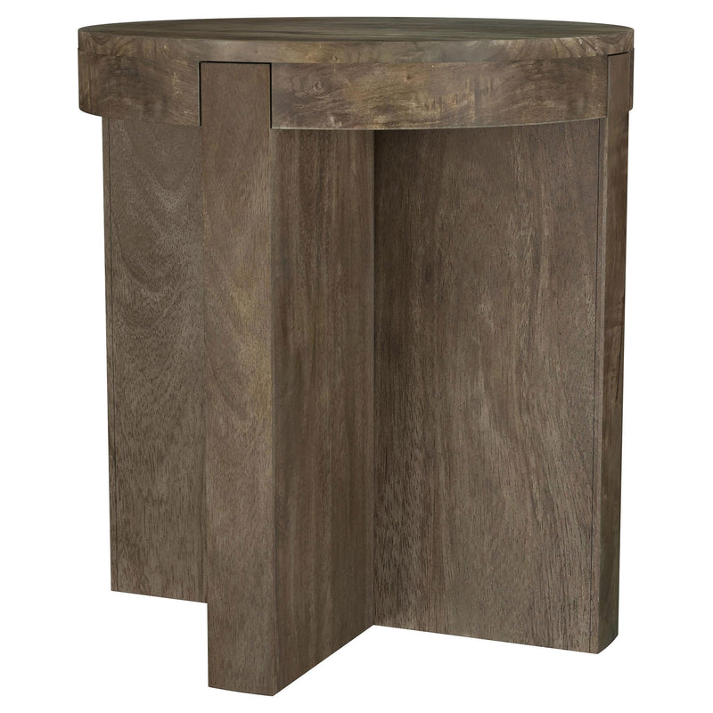  Coaster Furniture Kinkaid 710137 Round Solid Mango Wood End Table - Brown IMAGE 3