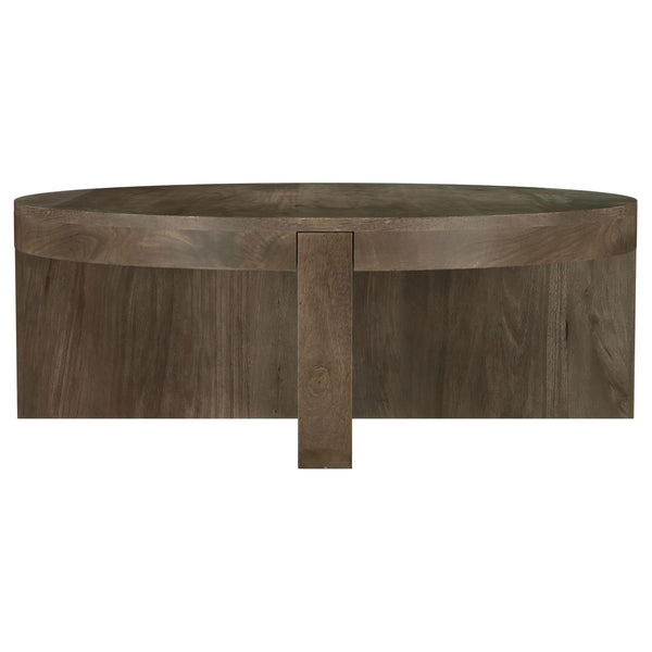  Coaster Furniture Kinkaid 710138 Round Solid Mango Wood Coffee Table - Brown IMAGE 1