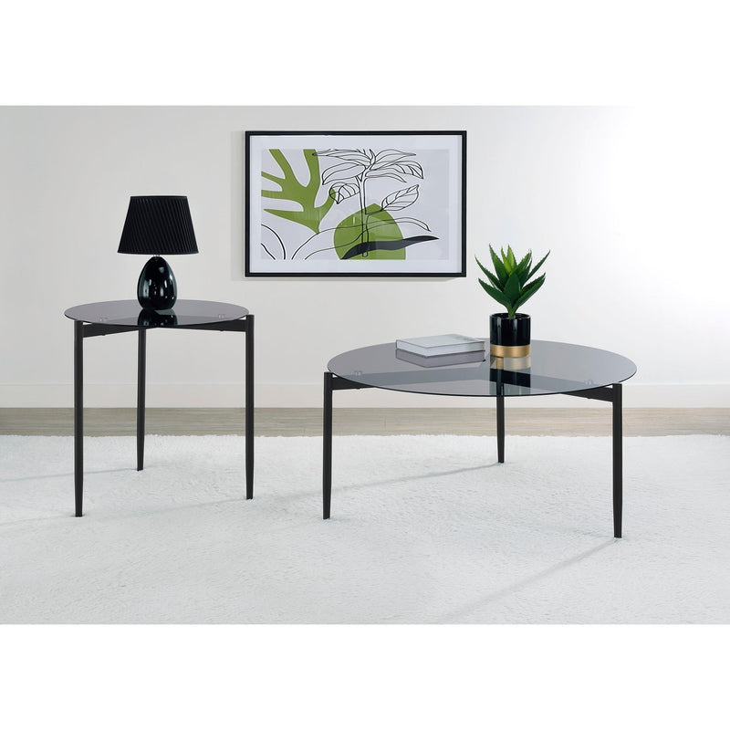 Coaster Furniture Rosalie 710167 Round Smoked Glass Top End Table - Grey IMAGE 6