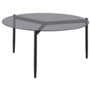  Coaster Furniture Rosalie 710168 Round Smoked Glass Top Coffee Table - Grey IMAGE 1