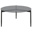 Coaster Furniture Rosalie 710168 Round Smoked Glass Top Coffee Table - Grey IMAGE 3