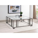  Coaster Furniture Adri 710178 Square Glass Top Coffee Table with Casters - Black Nickel IMAGE 2