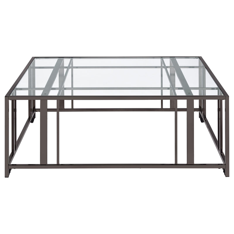  Coaster Furniture Adri 710178 Square Glass Top Coffee Table with Casters - Black Nickel IMAGE 5