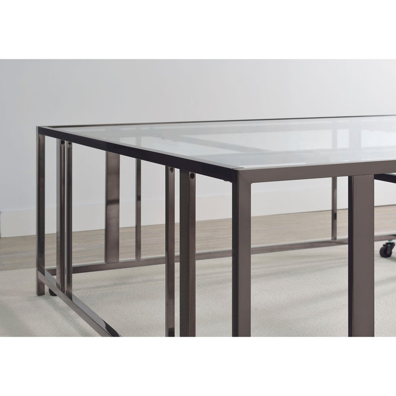  Coaster Furniture Adri 710178 Square Glass Top Coffee Table with Casters - Black Nickel IMAGE 6