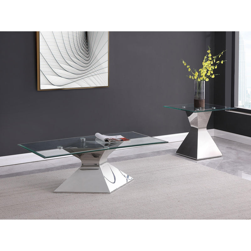  Coaster Furniture Jenny 710207 Glass Top Stainless Steel Side End Table - Chrome IMAGE 5