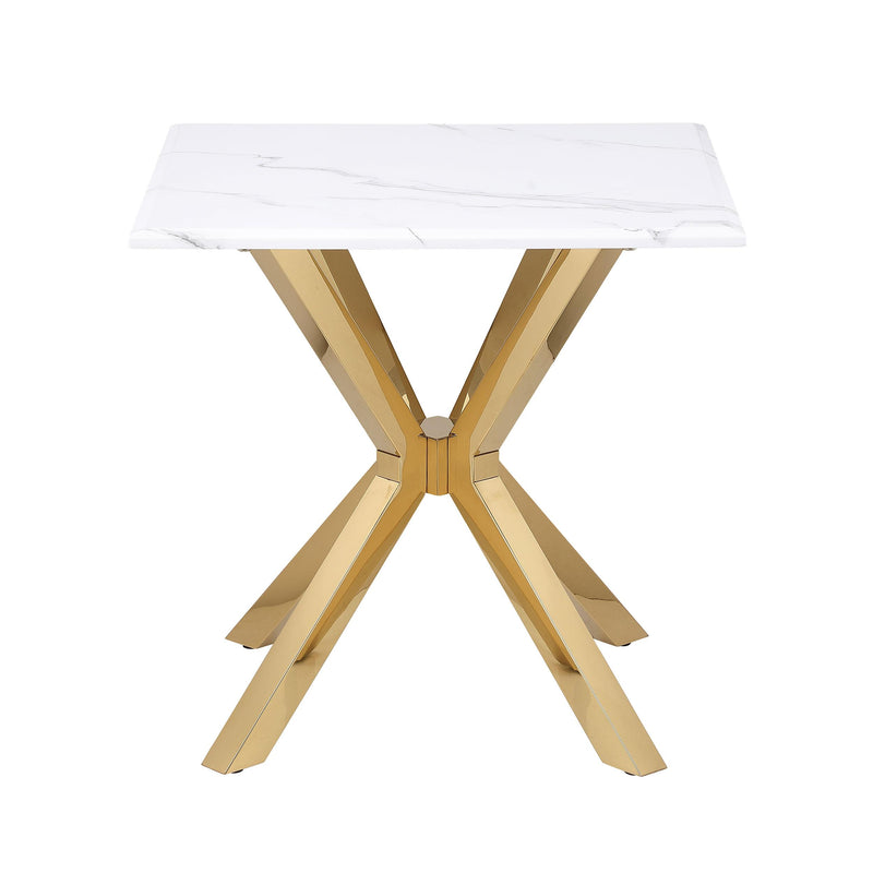  Coaster Furniture Visalia 710217 Faux Marble Top Stainless Steel End Table - Gold IMAGE 3