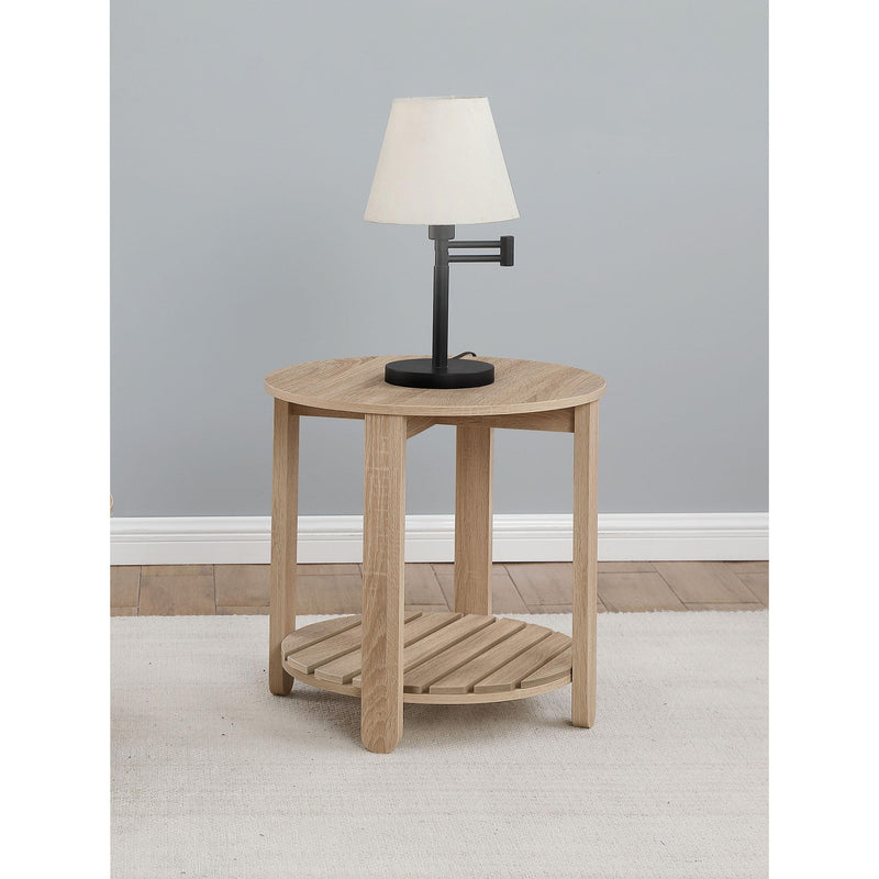 Coaster Furniture Fowler 710287 1-shelf Round Engineered Wood Side End Table - Natural IMAGE 2