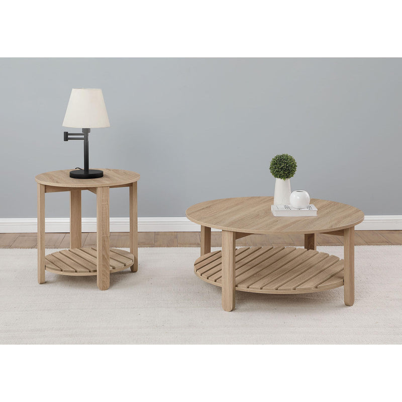  Coaster Furniture Fowler 710288 1-shelf Round Engineered Wood Coffee Table - Natural IMAGE 5