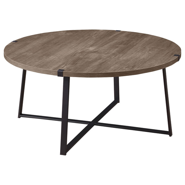  Coaster Furniture Marcus 710298 Round Engineered Wood Coffee Table - Light Brown IMAGE 1