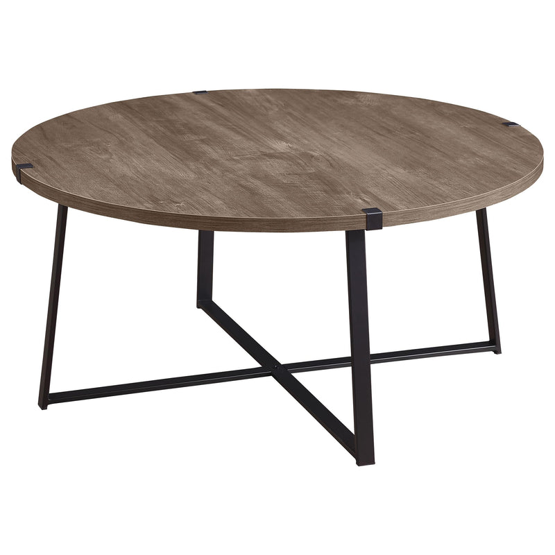  Coaster Furniture Marcus 710298 Round Engineered Wood Coffee Table - Light Brown IMAGE 4